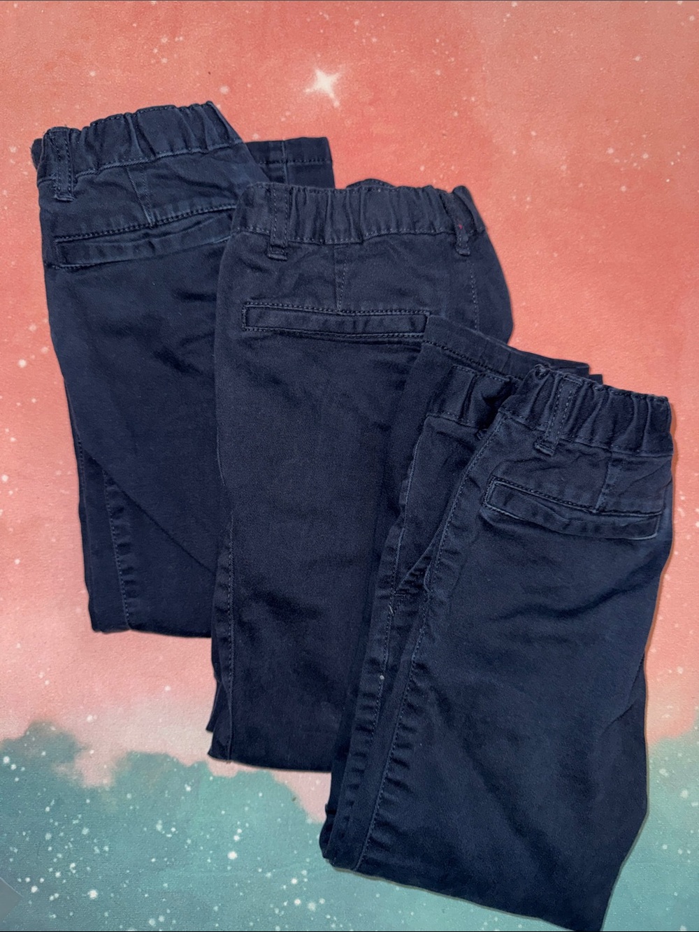 The Children's Place Navy Elastic-Waist Kids Pants uniform 5t - Set of 3
